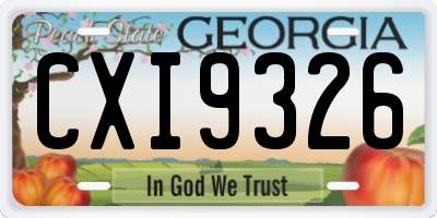 GA license plate CXI9326