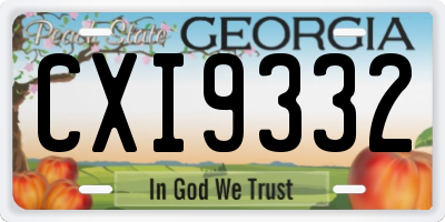 GA license plate CXI9332