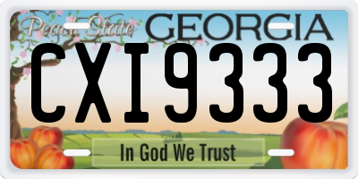 GA license plate CXI9333
