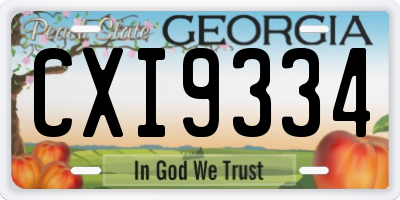 GA license plate CXI9334