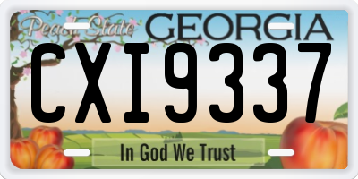 GA license plate CXI9337