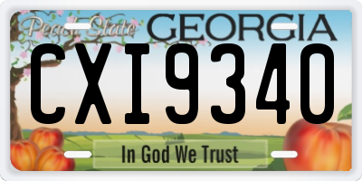 GA license plate CXI9340