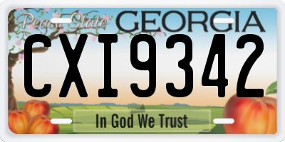 GA license plate CXI9342