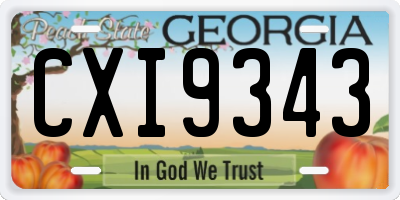 GA license plate CXI9343