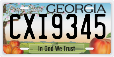 GA license plate CXI9345