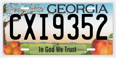 GA license plate CXI9352