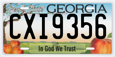 GA license plate CXI9356