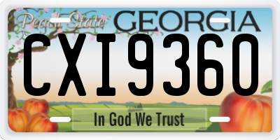 GA license plate CXI9360