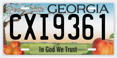 GA license plate CXI9361