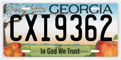 GA license plate CXI9362