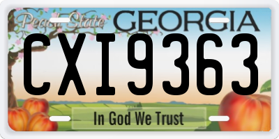 GA license plate CXI9363