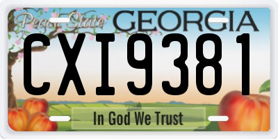 GA license plate CXI9381