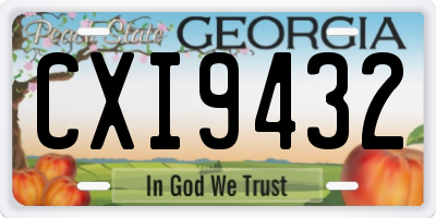 GA license plate CXI9432