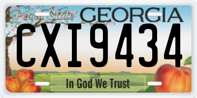 GA license plate CXI9434