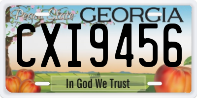 GA license plate CXI9456