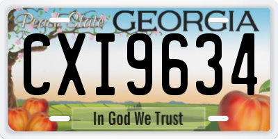 GA license plate CXI9634