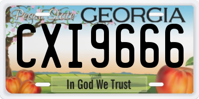 GA license plate CXI9666