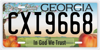 GA license plate CXI9668