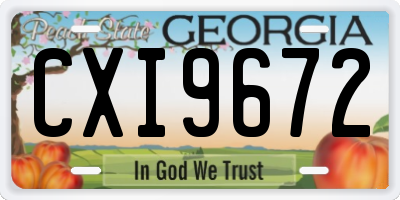 GA license plate CXI9672