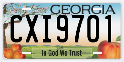 GA license plate CXI9701