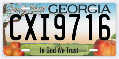 GA license plate CXI9716