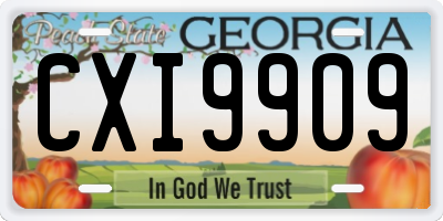 GA license plate CXI9909