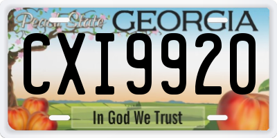 GA license plate CXI9920