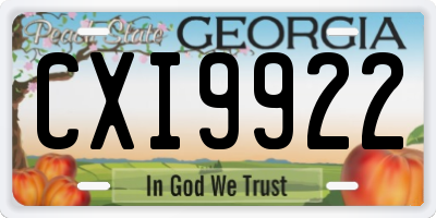 GA license plate CXI9922