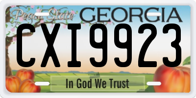 GA license plate CXI9923