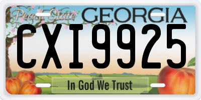 GA license plate CXI9925