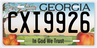 GA license plate CXI9926