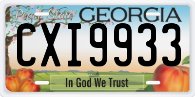 GA license plate CXI9933