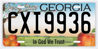 GA license plate CXI9936