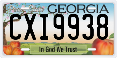 GA license plate CXI9938