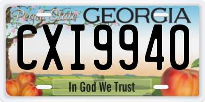 GA license plate CXI9940