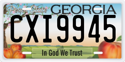 GA license plate CXI9945