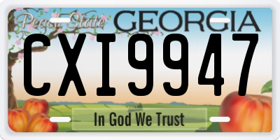 GA license plate CXI9947
