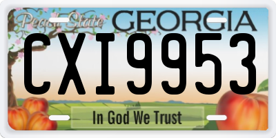 GA license plate CXI9953