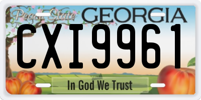 GA license plate CXI9961