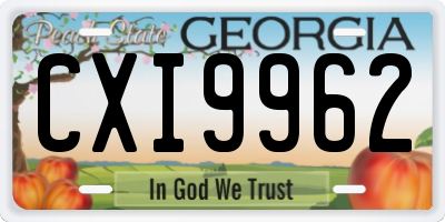 GA license plate CXI9962