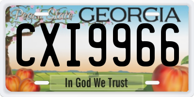 GA license plate CXI9966