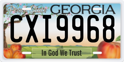 GA license plate CXI9968