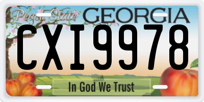 GA license plate CXI9978