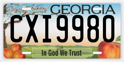 GA license plate CXI9980