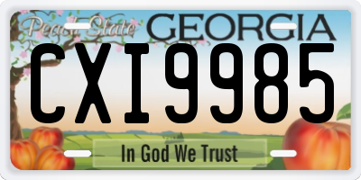 GA license plate CXI9985