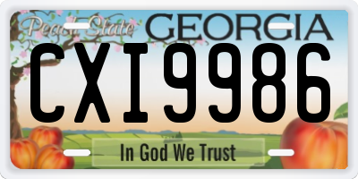 GA license plate CXI9986