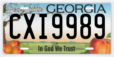 GA license plate CXI9989
