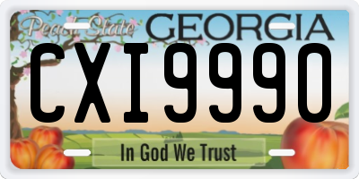 GA license plate CXI9990