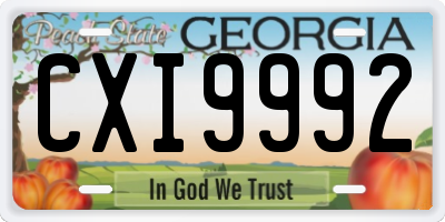 GA license plate CXI9992