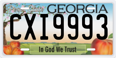GA license plate CXI9993